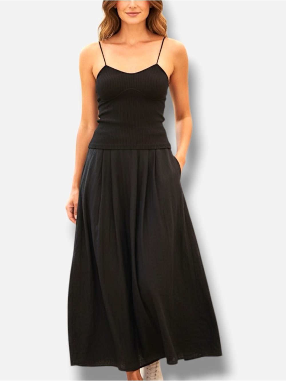 🌸New🌸 Zara Black Ribbed Top Sleeveless Sz M NWT